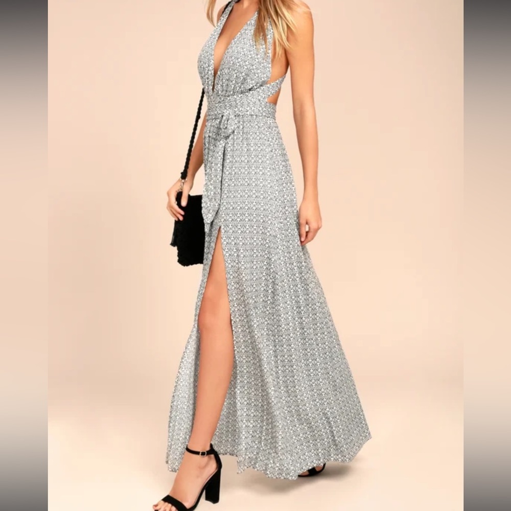 Lulus Casablanca Queen Black and White Print Maxi Dress. Size Medium